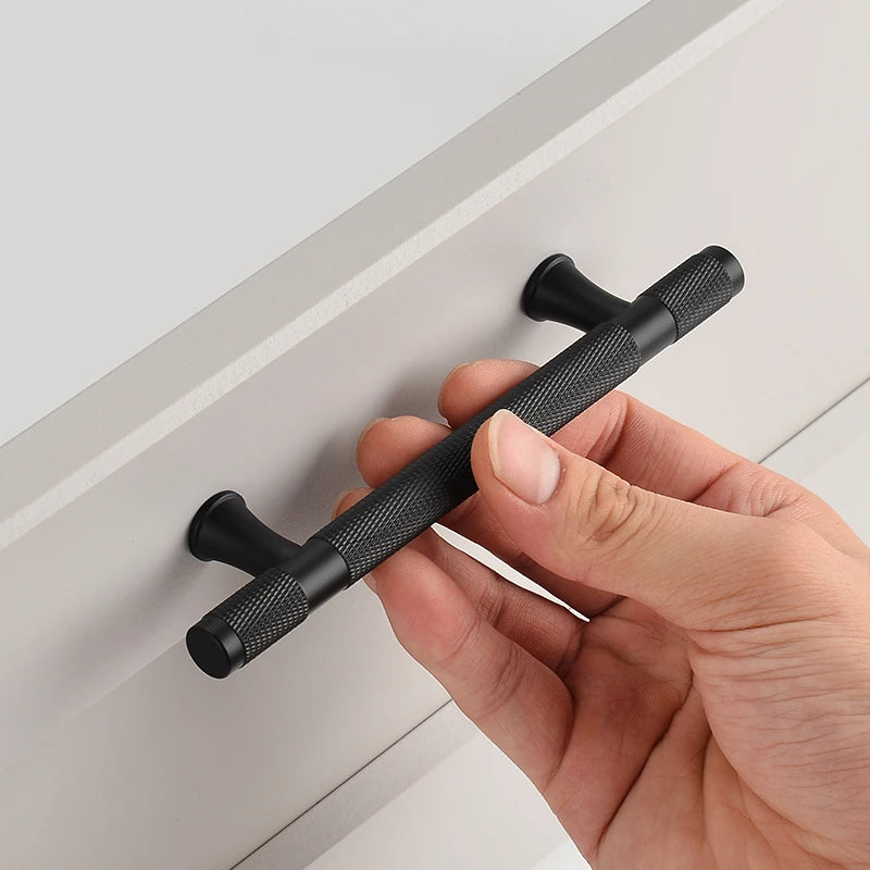 Simple Kitchen Cabinet Wardrobe Door Handles Drawer Knobs and Handles for Furniture Gold Black Knurled Nordic Style