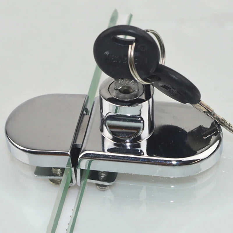 New Glass Display Cabinet/Showcase Locks Zinc Alloy Single/Double Door No Need Drilling Easy To Install Home Tool