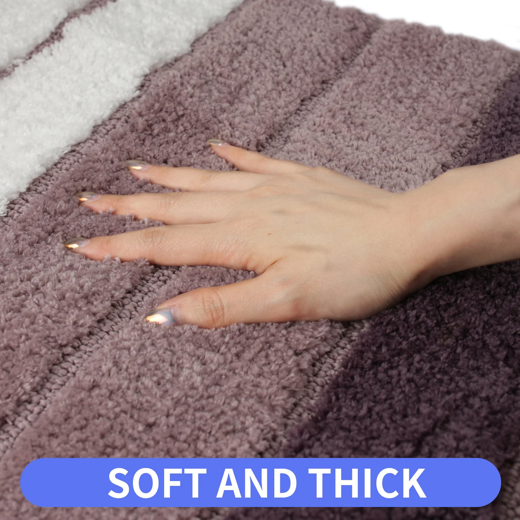 Bathroom Rug Set 2 Piece Plush Shaggy Soft Absorbent Microfiber Bath Mats and U-Shaped Contour Toilet Rug Non-Slip Machine Wash