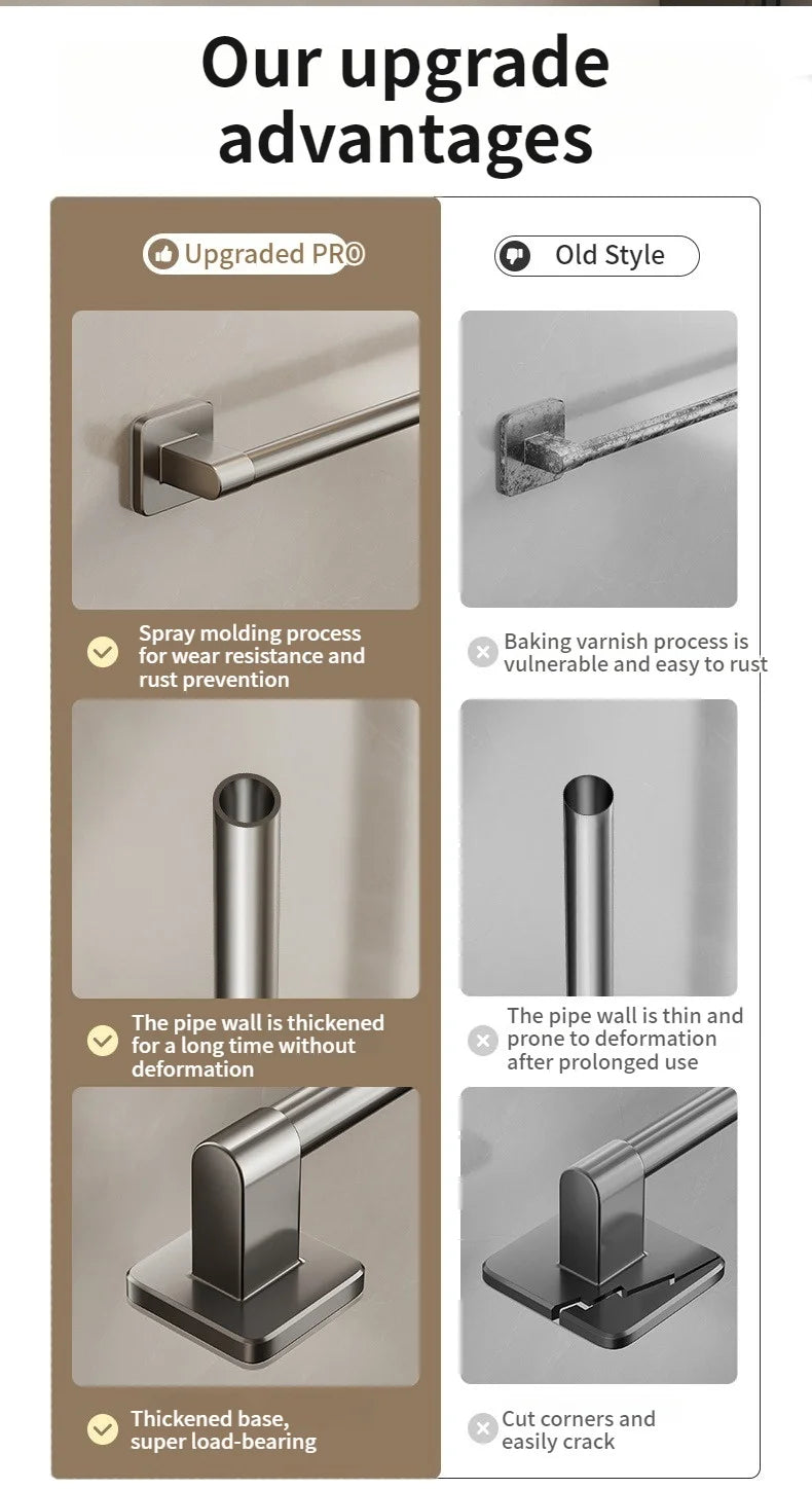 No Need To Drill Walls For Installation Bathroom Towel Bar/Hook/Towel Rack/Kitchen Rag Rack Bathroom Accessories