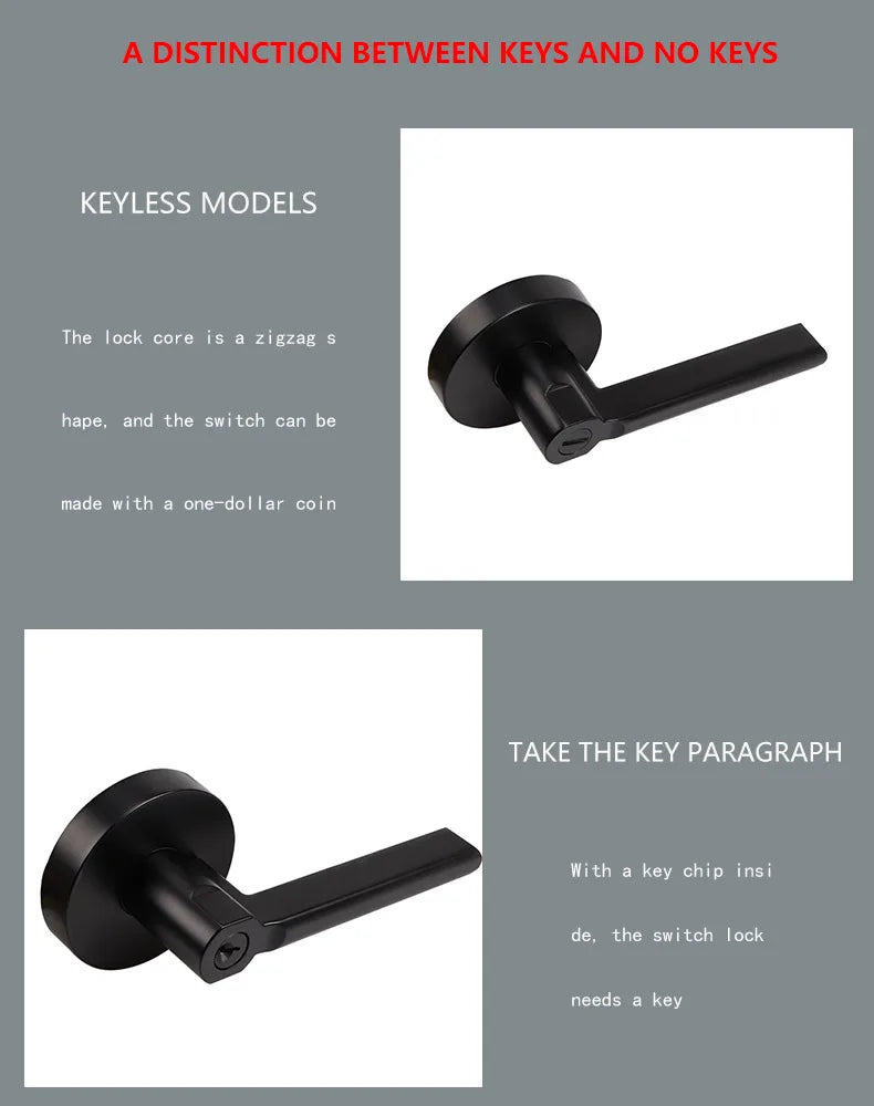 Door Lock Household Universal Silent Toilet Indoor Bedroom Lock Three-bar Handle Lock Old-Fashioned Spherical Round Door Lock
