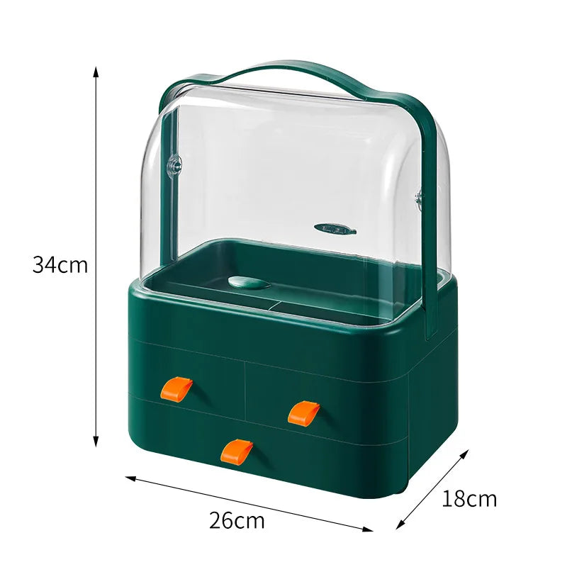 Cosmetic Organizer Countertop Organizer For Dresser With Lid And Drawer Countertop Waterproof And Dustproof Skin Care Organizer