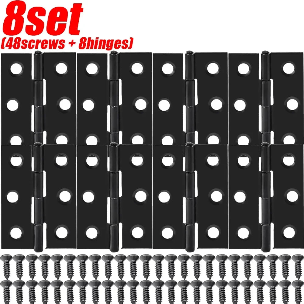 2 Inch Stainless Steel Folding Door Hinges with Screws Cabinet Doors Windows Wooden Box Flat Hinge Home Furniture Hardware