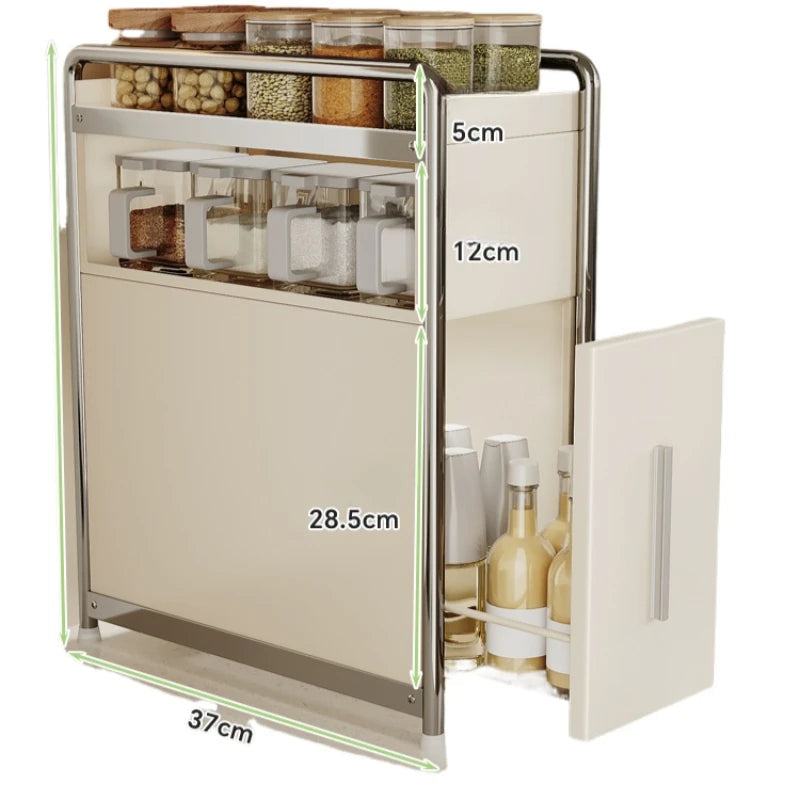 Adjustable Pull-Out Spice Rack for Kitchen Multi-Layer Narrow Storage Shelf Condiment Organizer Salt And Pepper Box