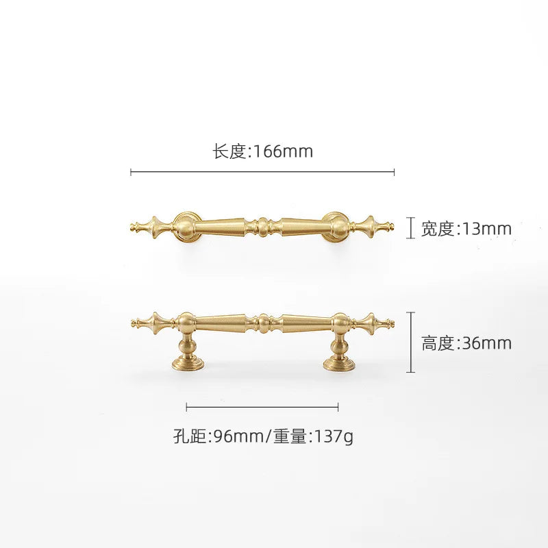 High-end Antique Bronze Door Handles and Knobs Solid Brass Antique Drawer Pulls Kitchen Cupboard Handle Gold Cabinet Handles