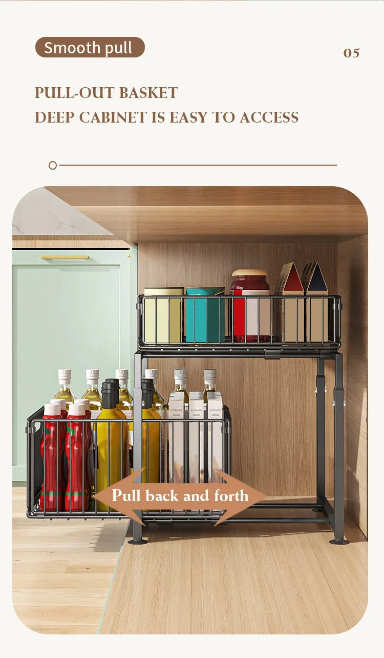 Slide-out storage rack,Cabinet pull-out storage basket,Punch-free storage rack with suction cups,Spice rack, cutlery rack
