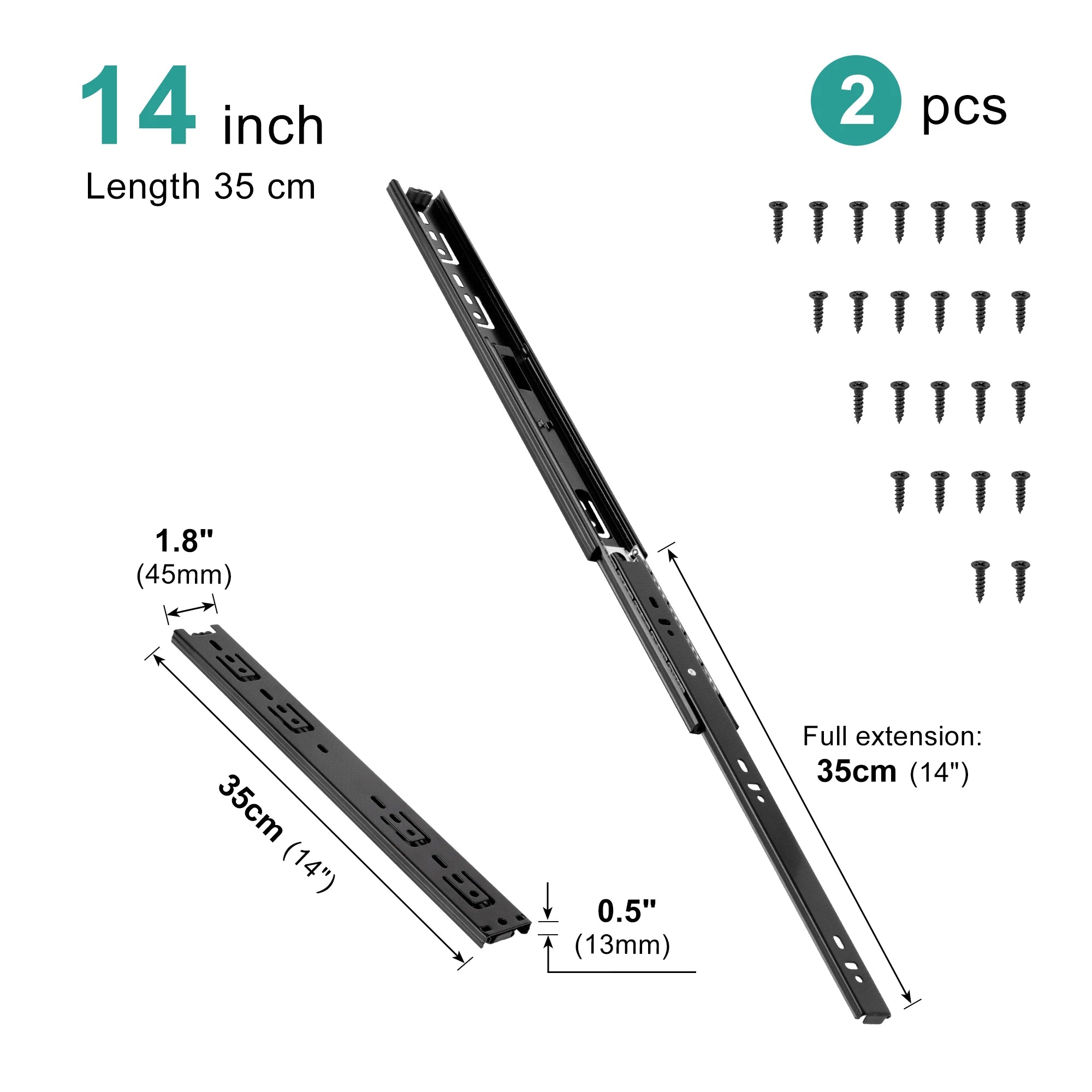 Drawer Rail 10~20Inch Stainless Steel Ball Bearing Slides Drawer Sliding Track 3-Section Full Extension Cabinet Furniture Slides