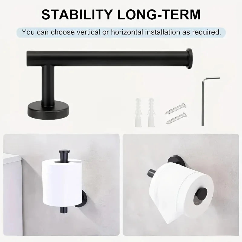 5 Piece Bathroom Hardware Set Wall-mounted Stainless Steel Towel Bar Towel Ring Toilet Paper Holder Hook Bathroom Accessories
