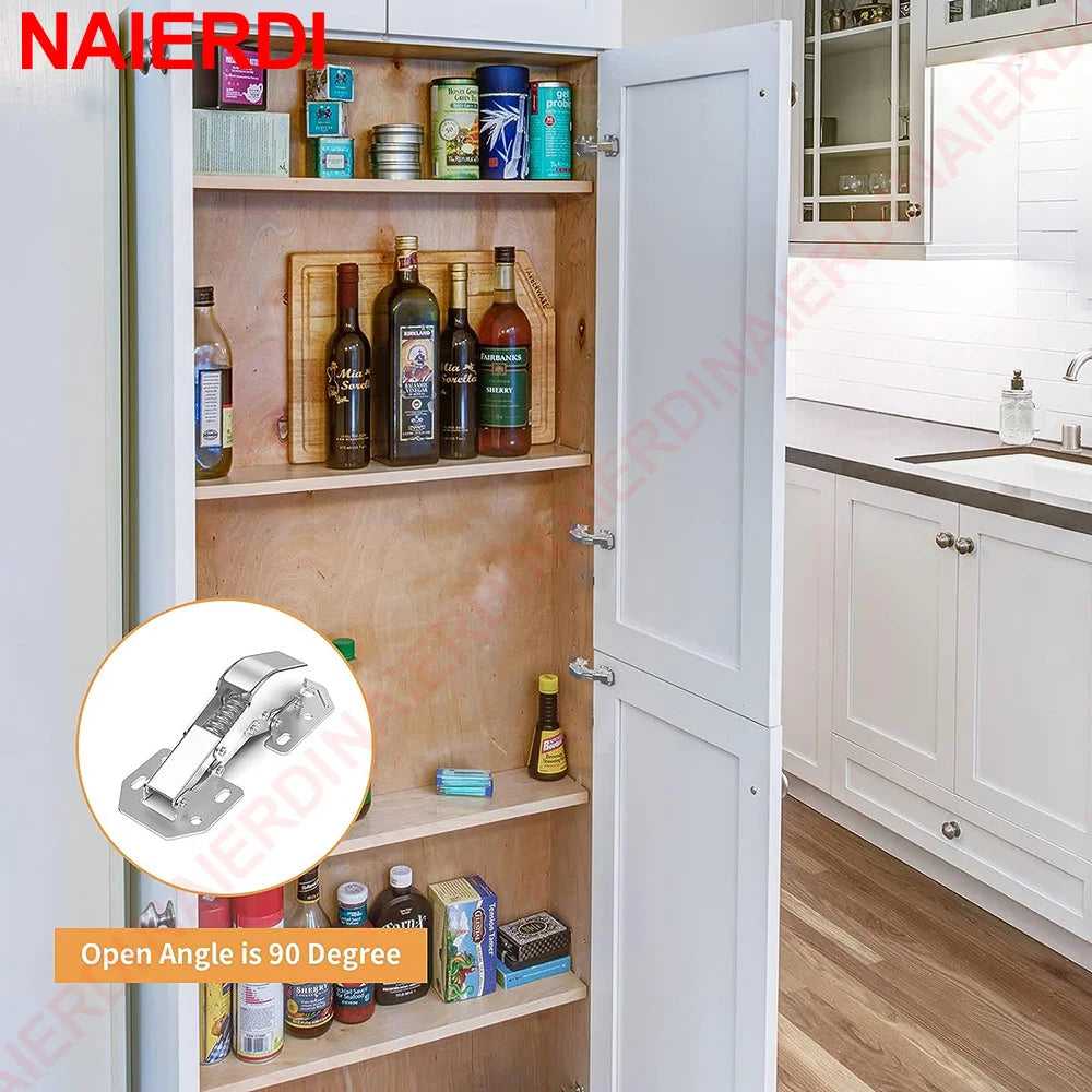 NAIERDI 4 Pack 90 Degree Soft Close Spring Hinges,No Pre-drilled Noiseless Hidden Concealed Cabinet Hinge Furniture Hinge