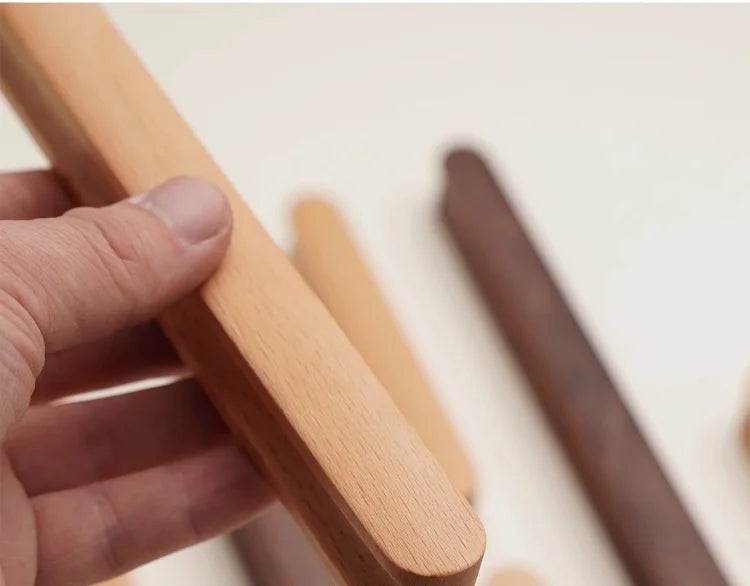 Modern Nordic Solid Wood Cabinet Handles Eco-Friendly Child-Safe Drawer Pulls for Kids Room Furniture Wooden Cabinets Pull