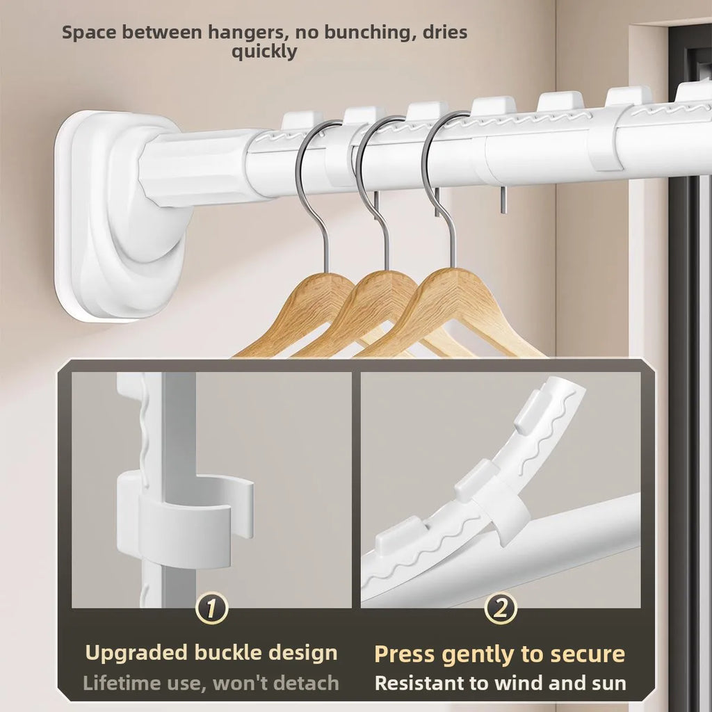 Retractable Clothes Drng Rods Wall Mounted Balcony Batoom Curtain Rods Wardrobe Clothes Hanger Rods No Drilling Required
