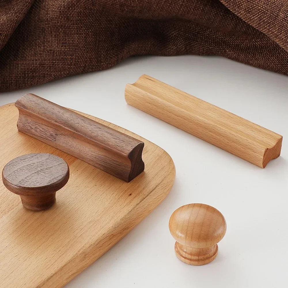 Wooden Furniture Handles Walnut Kitchen Cabinet Handles Drawer Knobs Handles for Cabinets and Drawers Long Wardrobe Pulls