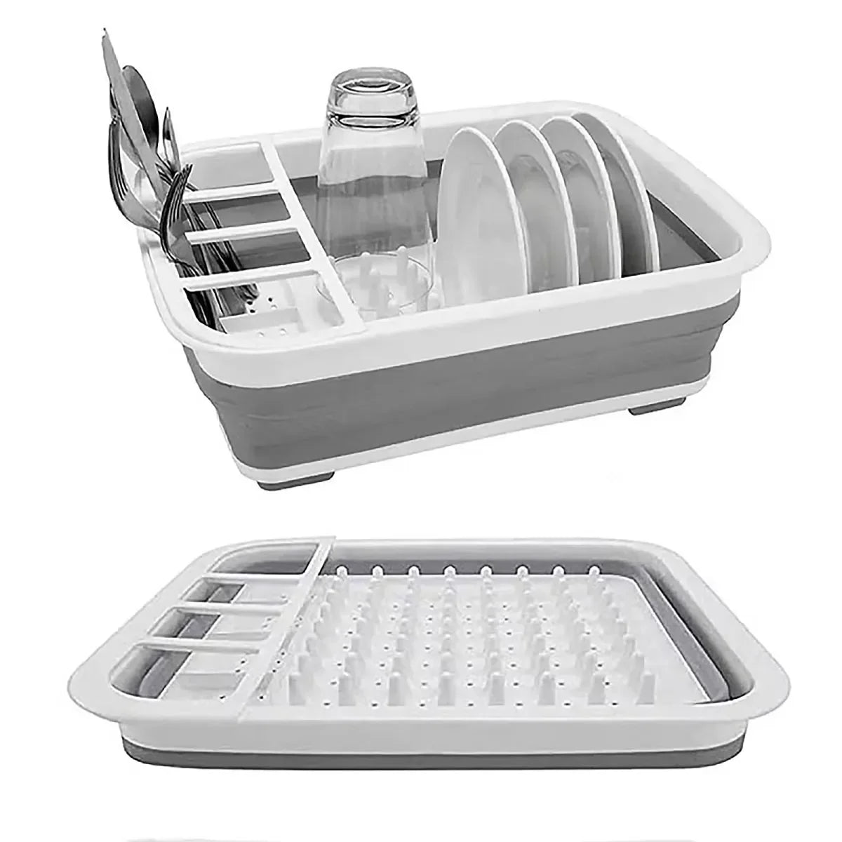 Foldable Dish Drying Rack with Utensil Holder,Space-Saving Plastic Plate Rack for Home,RV,Camping,Foldable Sink Drain for Travel