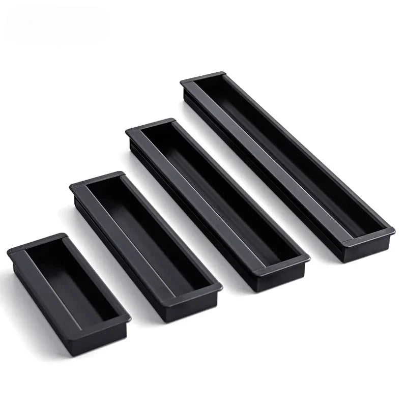Embedded Hidden Furniture Handles Modern Aluminum Alloy Wardrobe Door Pulls Matte Black Kitchen Cabinets Knob Decoration Handles