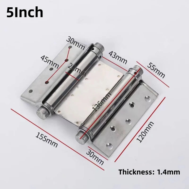 Stainless Steel Double Open Spring Hinge Double-sided Door Hinge Automatic Self Closing Two Way Free door Fence Dedicated Hinge