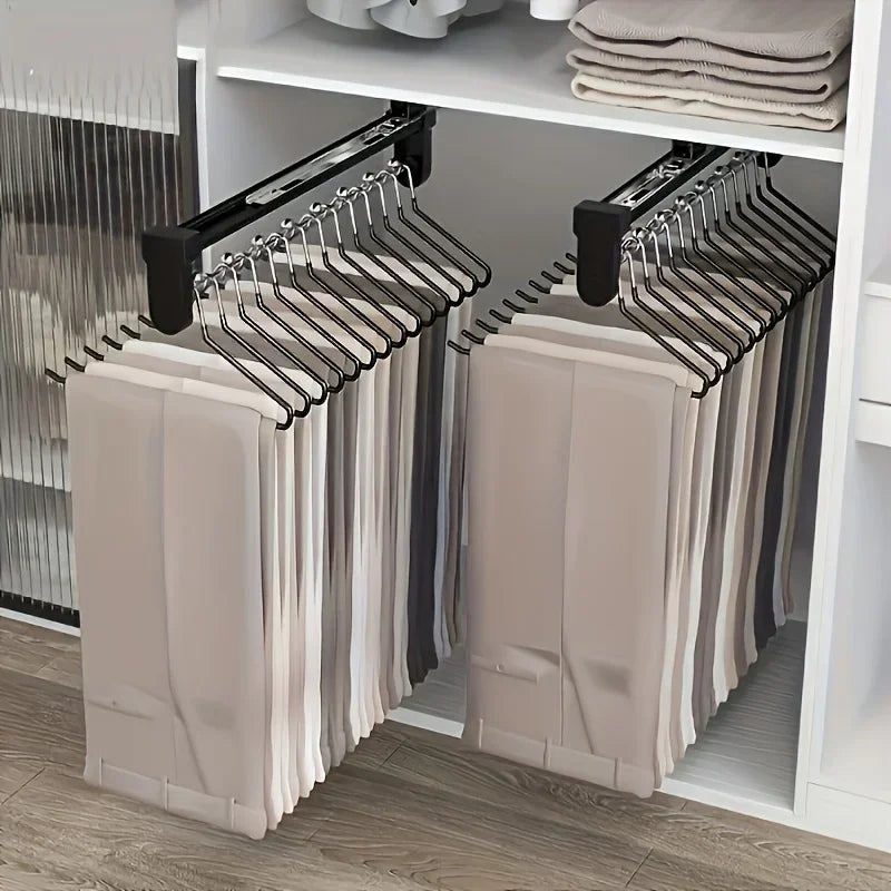 1pc retractable wardrobe hanging rod, drawer style storage rod, adjustable folding metal hanging rail, saving space