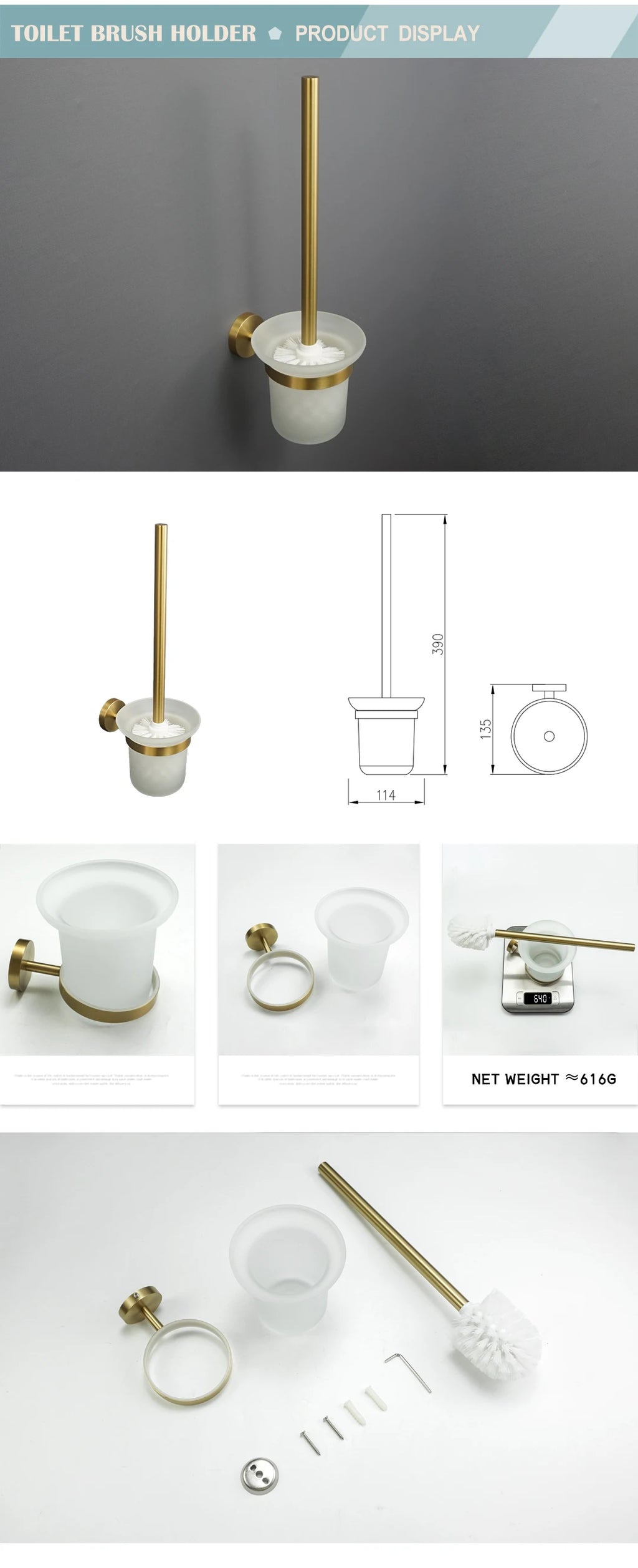 Stainless Steel Gold Brushed Bathroom Toilet Accessories Hardware Set Towel Hook Wall Mounted Paper Holder Toilet Brush Holder