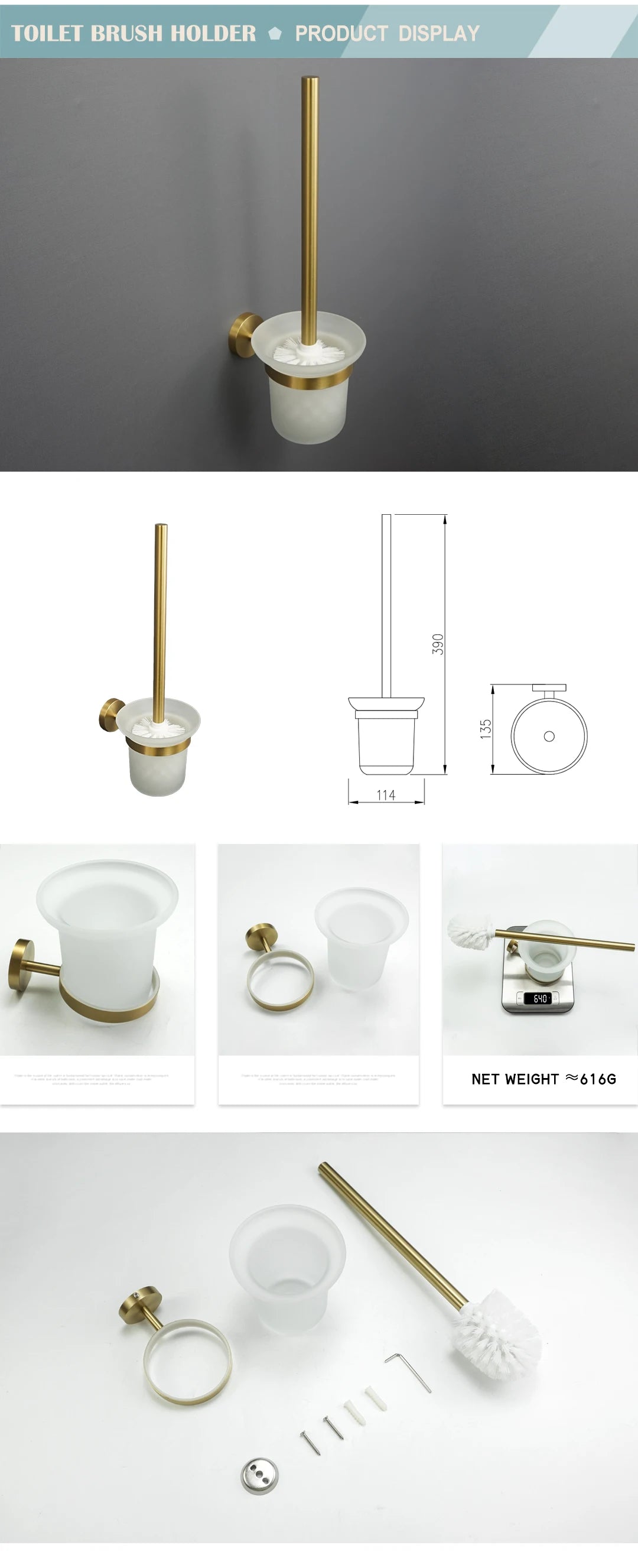 Stainless Steel Gold Brushed Bathroom Toilet Accessories Hardware Set Towel Hook Wall Mounted Paper Holder Toilet Brush Holder