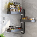 Over Sink Kitchen Rack Black Kitchen Storage Stand Wall-mounted Spice Rack Punch-free 360 Rotation Kitchen Spice Organizer Shelf