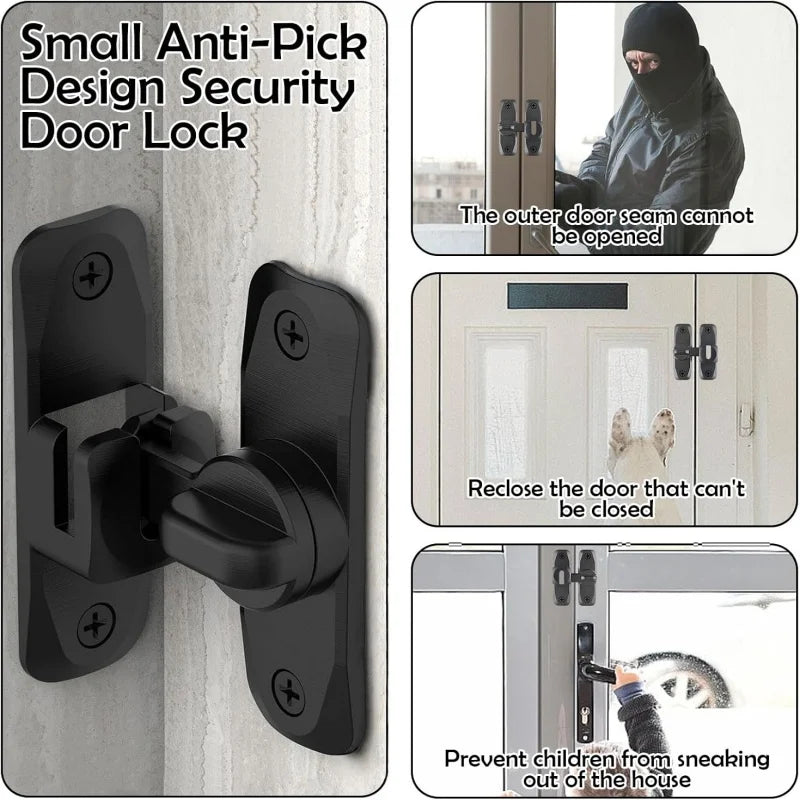 Heavy-Duty Flip-Up Door Latches 90/180 Degree Door Lock Home Security Sliding Door Latch Anti-theft Lock Zinc Alloy Doors Bolts