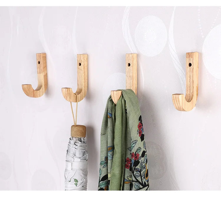 Wood Clothes Hanger Wall Mounted Coat Racks Storage Hook Key Holder Hat Scarf Handbag Hanger Organizer Home and Decoration Hooks