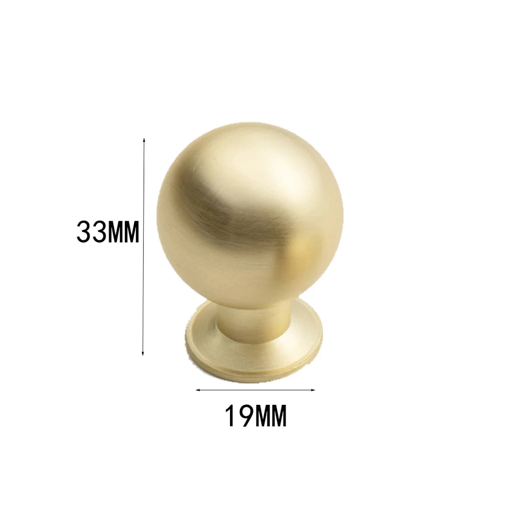 2 pieces brass handles - brushed gold spherical cabinet handles, retro drawer handles, furniture upgrades, elegant sleek design