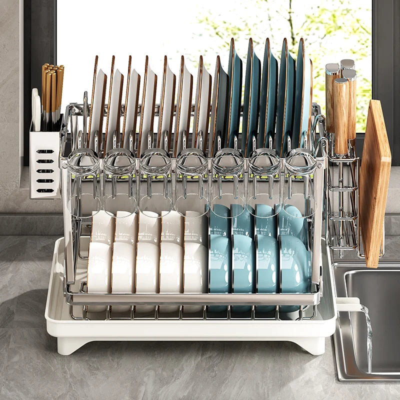 304 stainless steel kitchen storage rack, bowl and plate storage box, draining rack, multifunctional home storage rack for bowls
