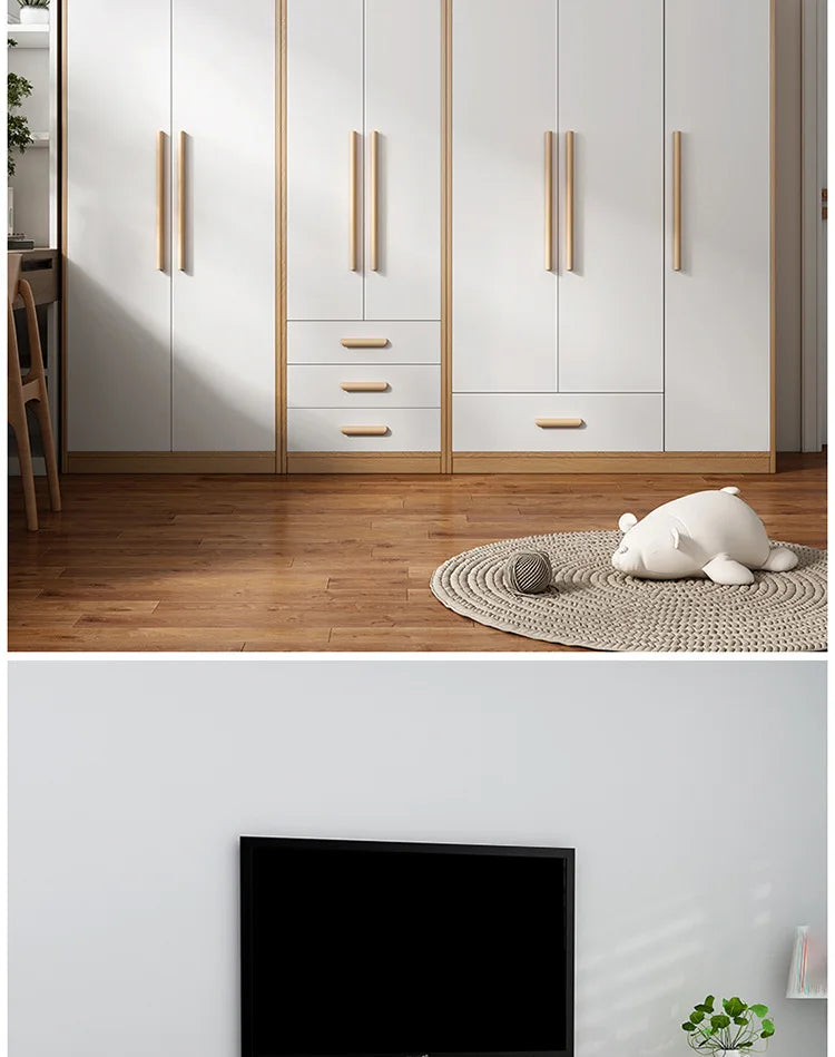 Cabinet Doors Cabinets Drawers Solid Wood Handles Minimalist Beech Wood Walnut Wood Wardrobe Wooden Furniture Handles
