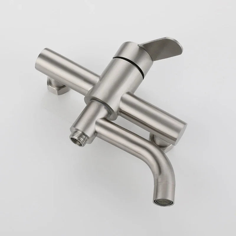 Stainless Steel Bathtub Shower Mixer Taps Faucet Shower Wall Mounted Bathroom Fixtures Ceramic Valve Core Triple Hot Cold Tap