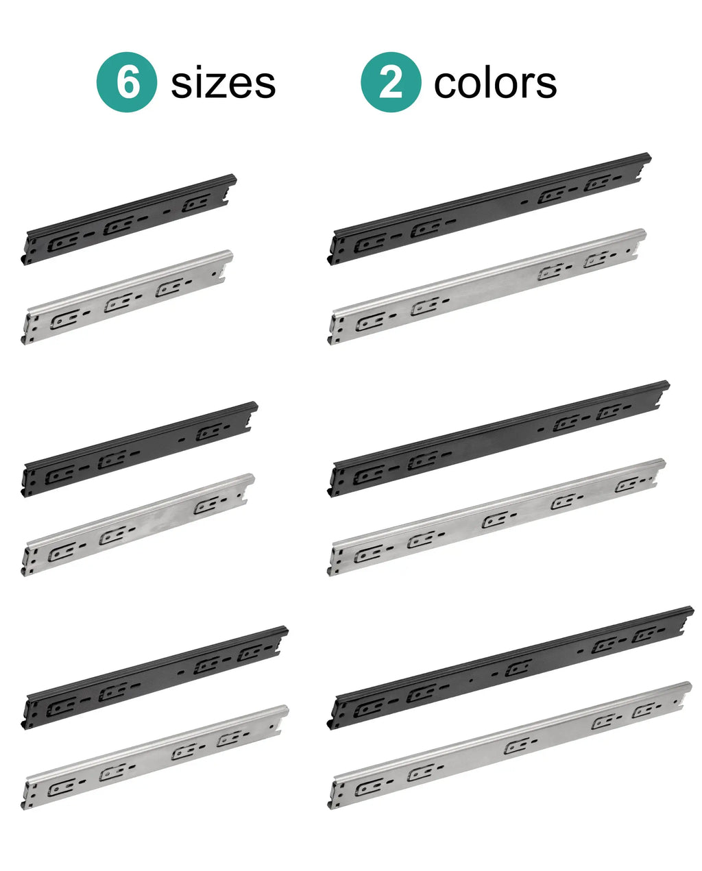 Drawer Rail 10~20Inch Stainless Steel Ball Bearing Slides Drawer Sliding Track 3-Section Full Extension Cabinet Furniture Slides