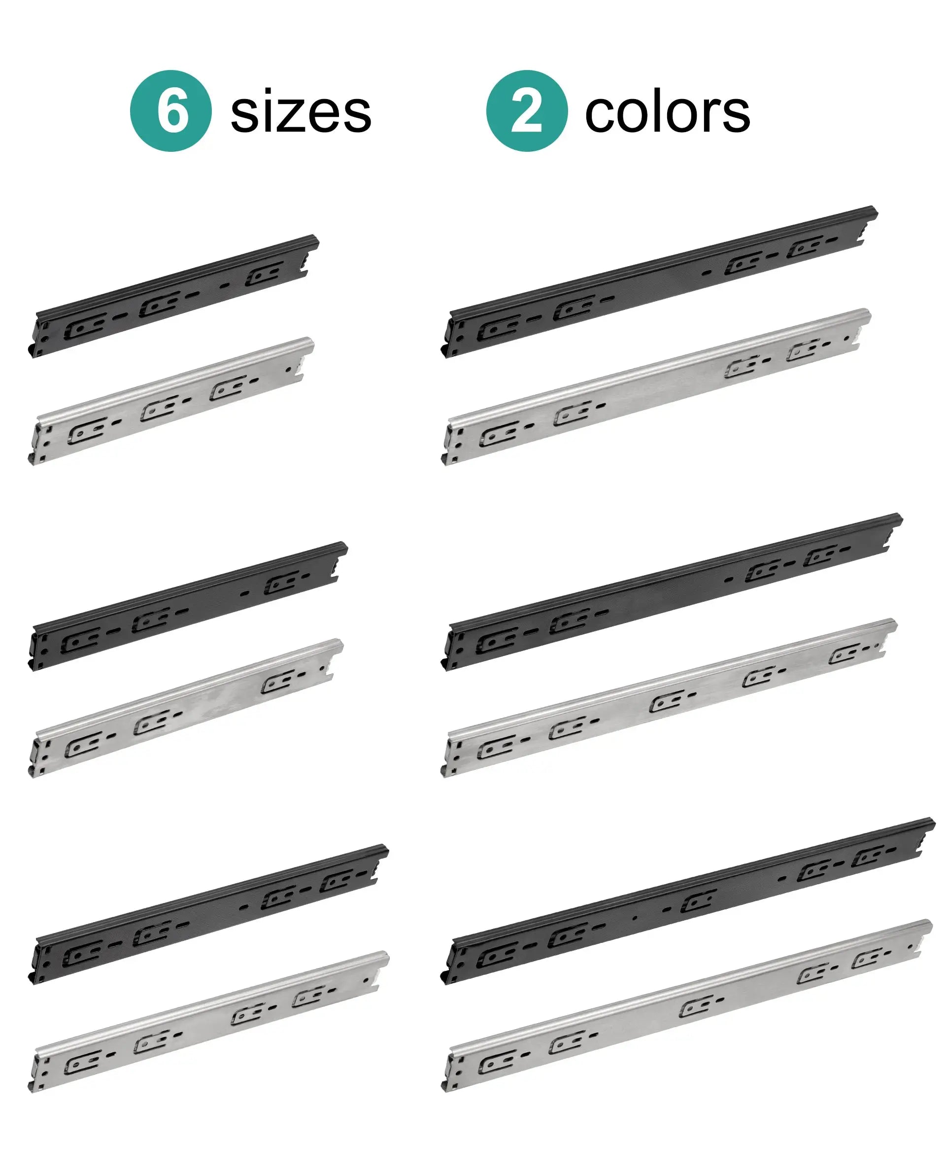Drawer Rail 10~20Inch Stainless Steel Ball Bearing Slides Drawer Sliding Track 3-Section Full Extension Cabinet Furniture Slides