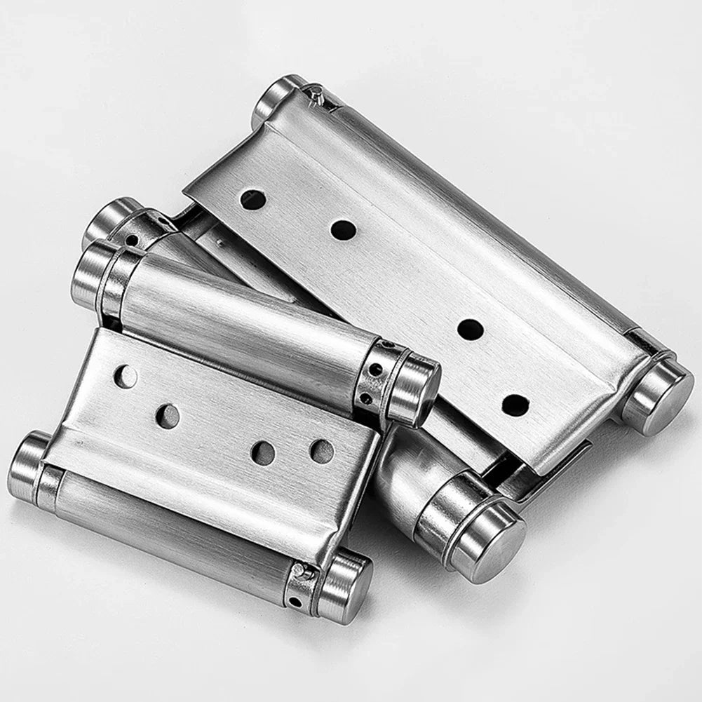 Double Spring Hinge Two-Way Free Door Hinge Stainless Steel  Automatic Door Closing Garage Door Hinges Fence Dedicated Hardware