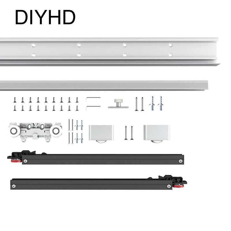 38" Hidden Sliding Barn Door Hardware Track Kit,Floating Soft Closing Interior Wall Mount Track Rolling Set,No Floor Rail