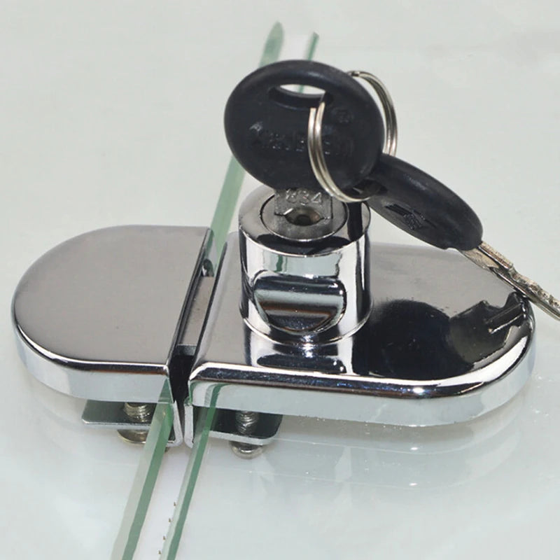 New Glass Display Cabinet/Showcase Locks Zinc Alloy Single/Double Door No Need Drilling Easy To Install Home Tool