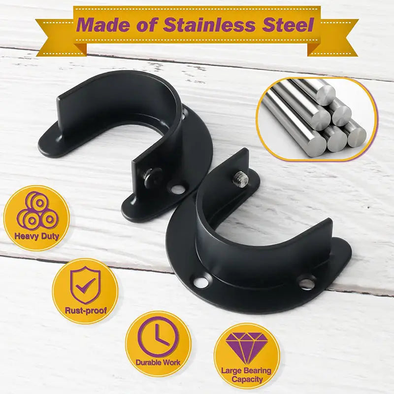 Stainless Steel Flange Seat Wardrobe Hanger Rod Tube Hook Fixed Support Bracket Seat Fixing Hardware Accessories Curtain Rod