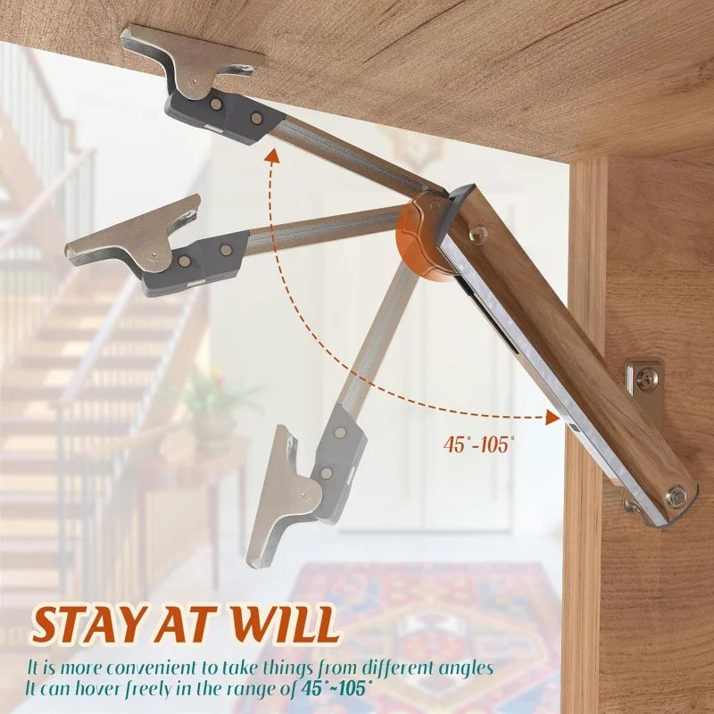 New Heavy Duty Hydraulic Cabinet Hinge Randomly Stop Soft Closing Kitchen Hinges Adjustable Door Support Lift Up Door Hardware