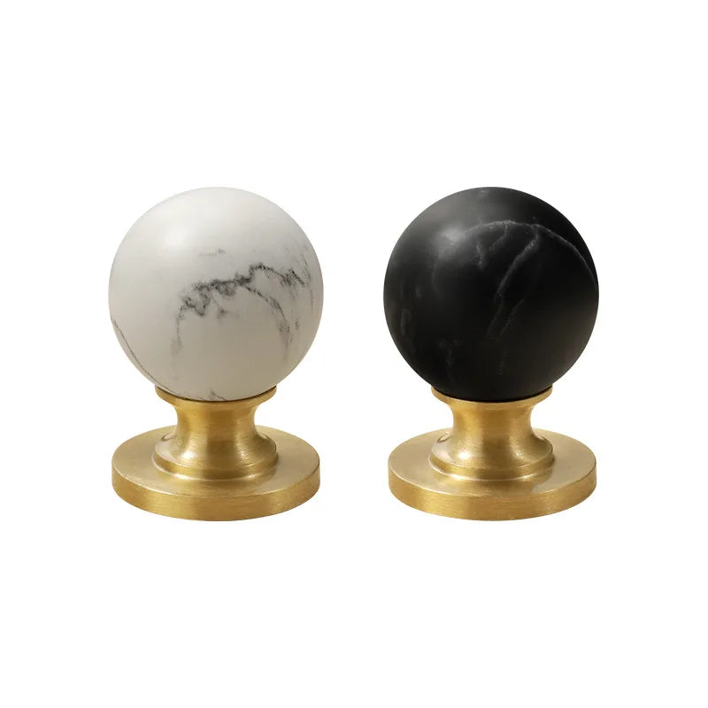 Brass Kitchen Cabinet Handles White Black Ball Drawer Knobs Modern Simple Wardrobe Cupboard Pulls Marble Furniture Handles
