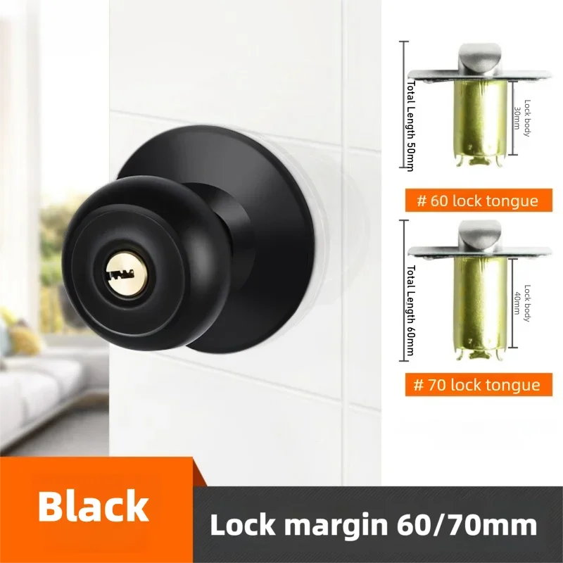 New Stainless Steel Round Ball Door Knobs Handle Passage Entrance Lock Entry for Bedrooms Living Rooms Hardware Accessories