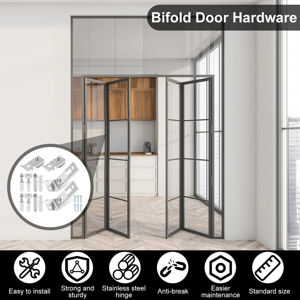 Bifold Door Hardware Kit Closet Door Track Replacement Sliding Door Parts Bi-fold Door Repair Kit Prevent Sliding Blocked