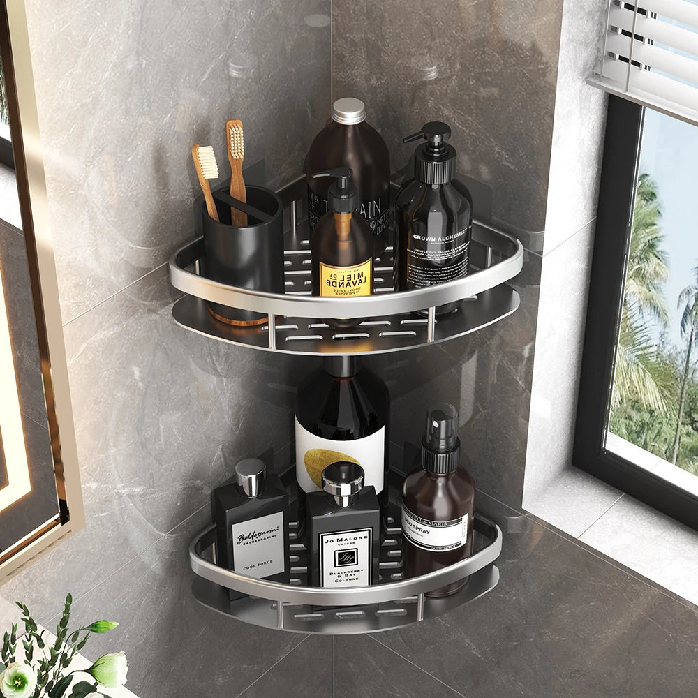 Wall mounted rectangular rack wall mounted shower shampoo rack no drill rack tripod bathroom rack towel rack