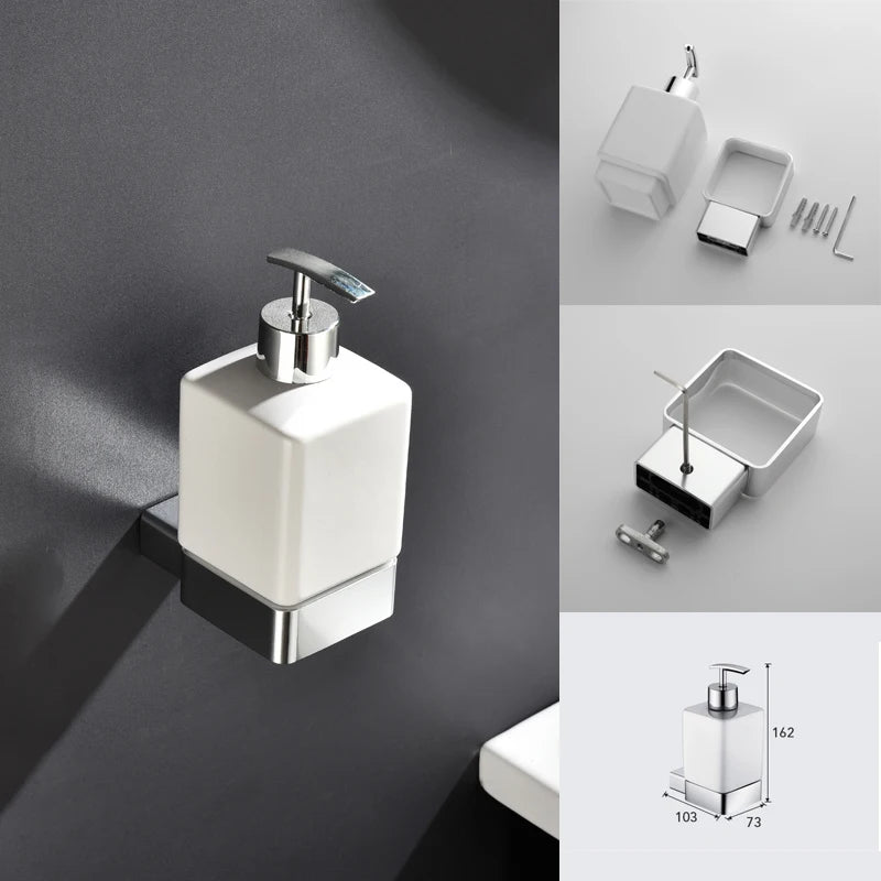 Aluminum Bathroom Accessories Sets Roll Paper Holder Toilet Brush Holder Ceramic Holder Towel Bar Towel Holder Robe Hook Anodize
