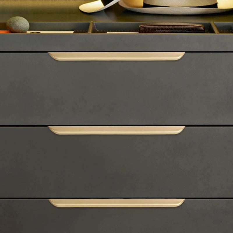 1PC Modern Furniture Hidden Drawer Handle Golden/Black/Rose Gold Hardware Cabinet Knobs Kitchen Accessory Handles Wardrobe Pulls