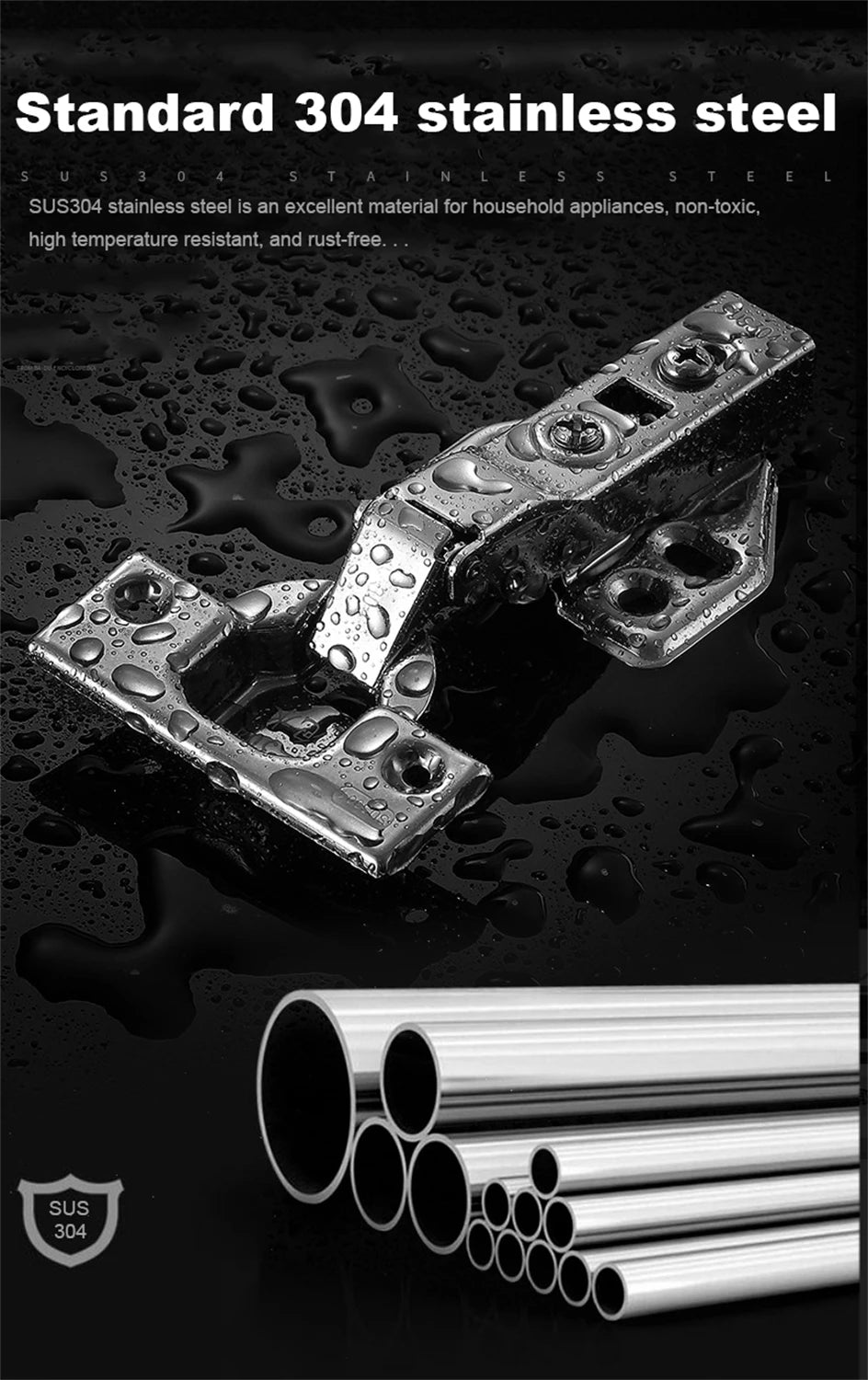 2-20Pcs Stainless Steel Cabinet Door Hinges Hydraulic Damper Buffer Soft Close Quiet Wardrobe Door Concealed Hinges with Screws