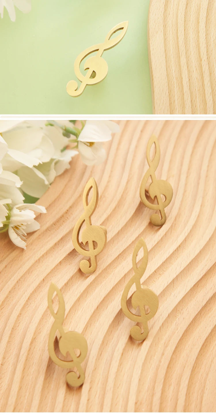 Musical Note Brass Furniture Handles and Knobs for Kitchen Cabinet Modern Dresser Door Handle Drawer Pulls