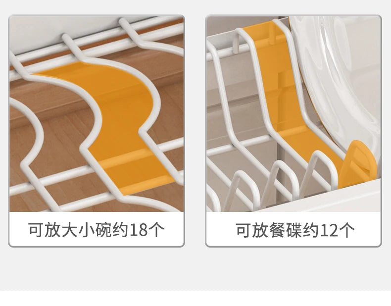 Kitchen Dish Storage Rack, External Hook Plate Organizer, Multi-Function Home Plate Holder, Compact Dish Organizer