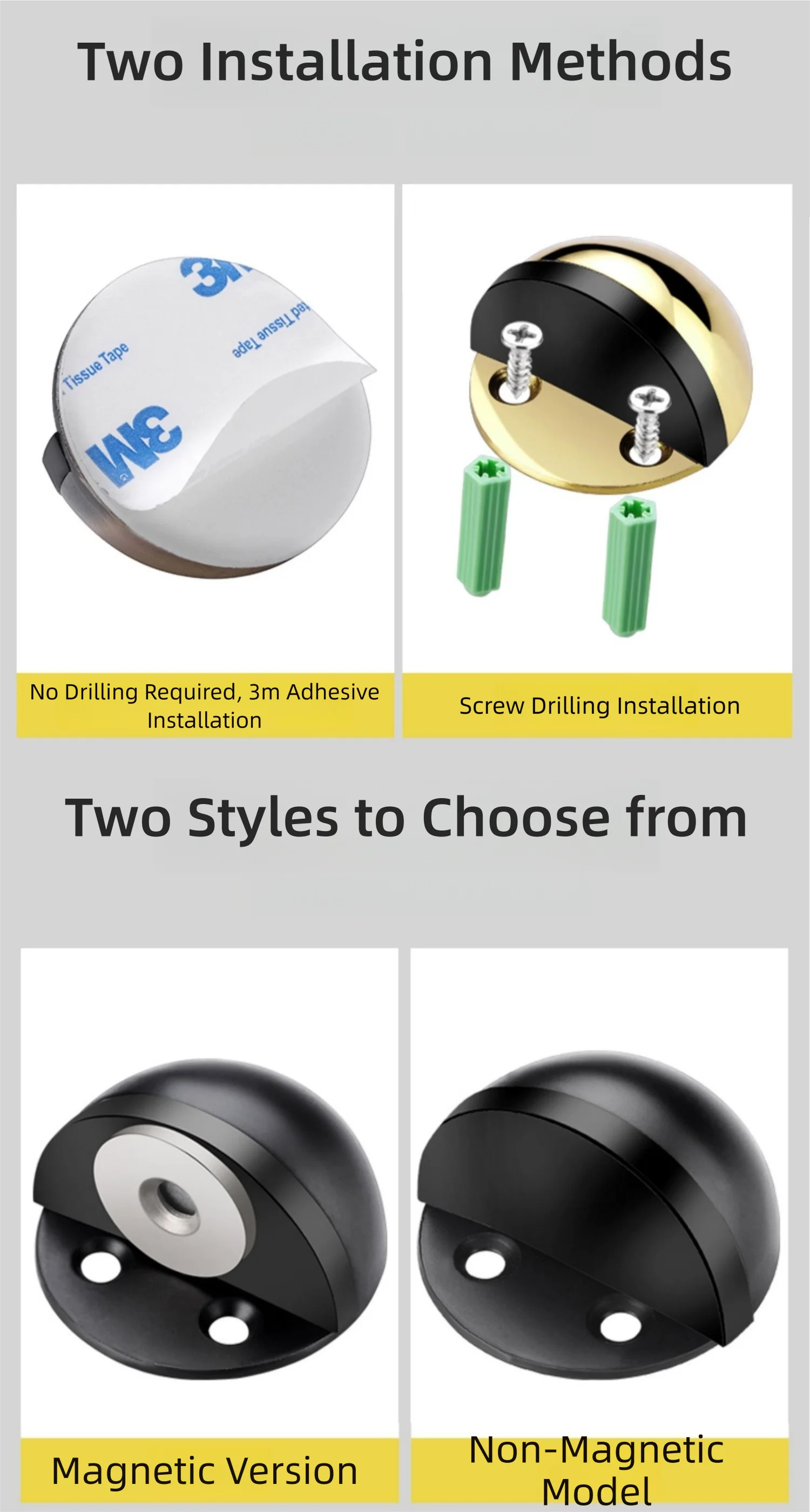 New No-Drill Magnetic Door Stopper - Silicone Anti-Collision Buffer for Glass & Bedroom Doors, Windproof Floor Mount