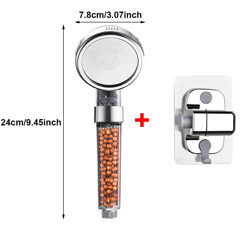 1pc Filtered Shower Head ABS High Pressure Water Saving Spray Handheld Clear Showerheads with With Filter Beads for Bathroom