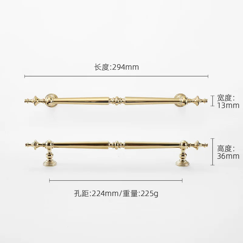 High-end Antique Bronze Door Handles and Knobs Solid Brass Antique Drawer Pulls Kitchen Cupboard Handle Gold Cabinet Handles