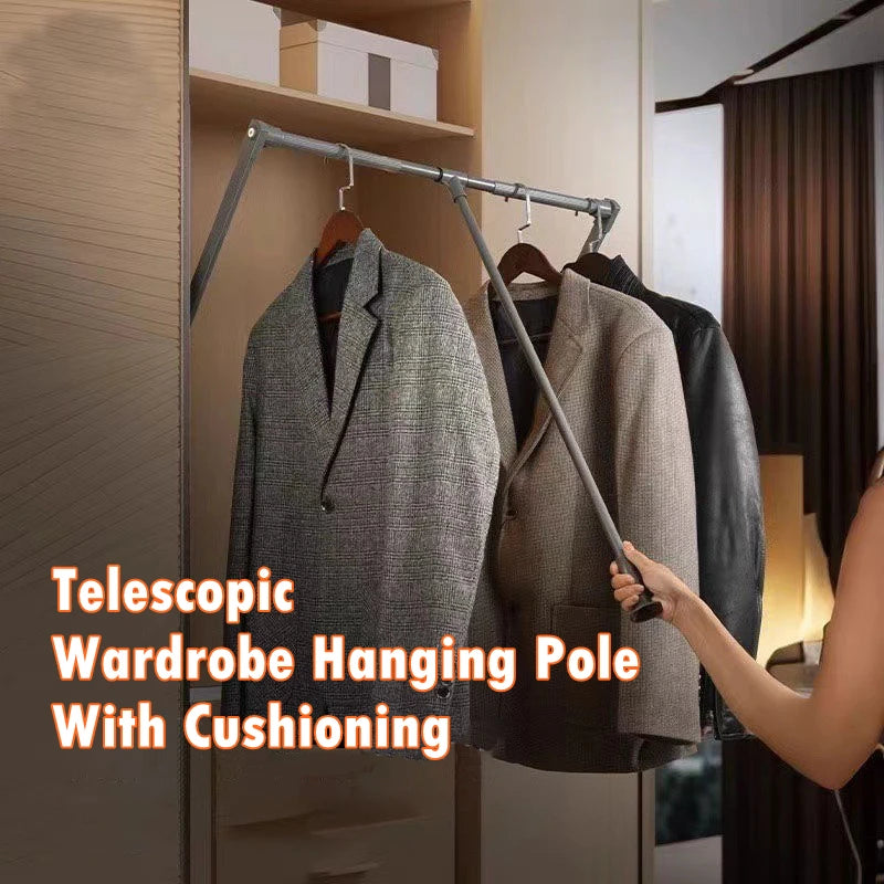 Wardrobe Pull Down Hanger Adjustable Lift Rod Storage Space Saving Closet Storage Clothes Rod