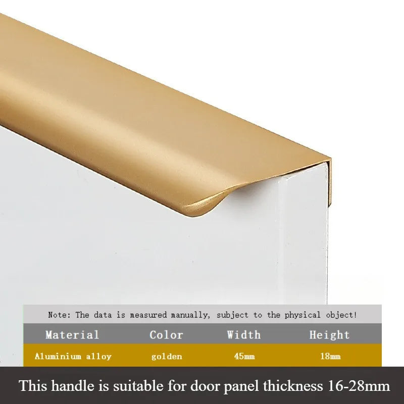 1PC Modern Furniture Hidden Drawer Handle Golden/Black/Rose Gold Hardware Cabinet Knobs Kitchen Accessory Handles Wardrobe Pulls